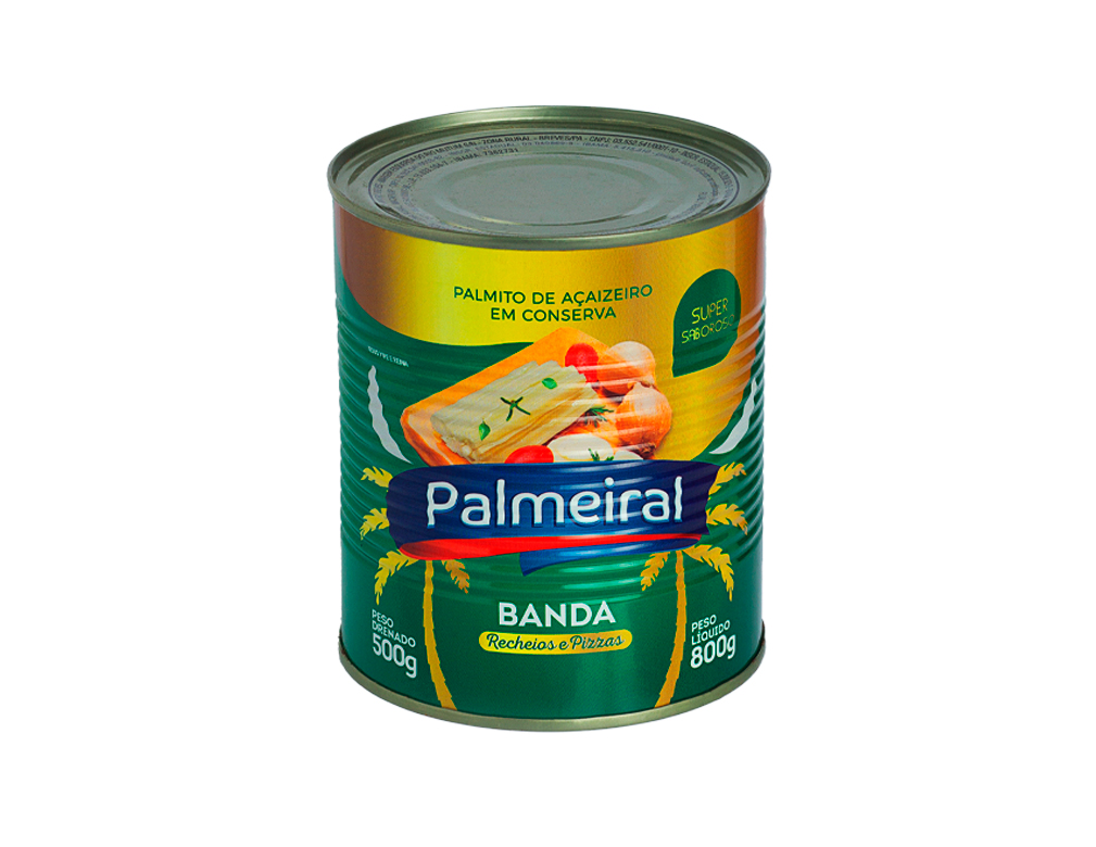 PALMITO BANDA AÇAÍ PALMEIRAL 500 G (CX 12 LT)